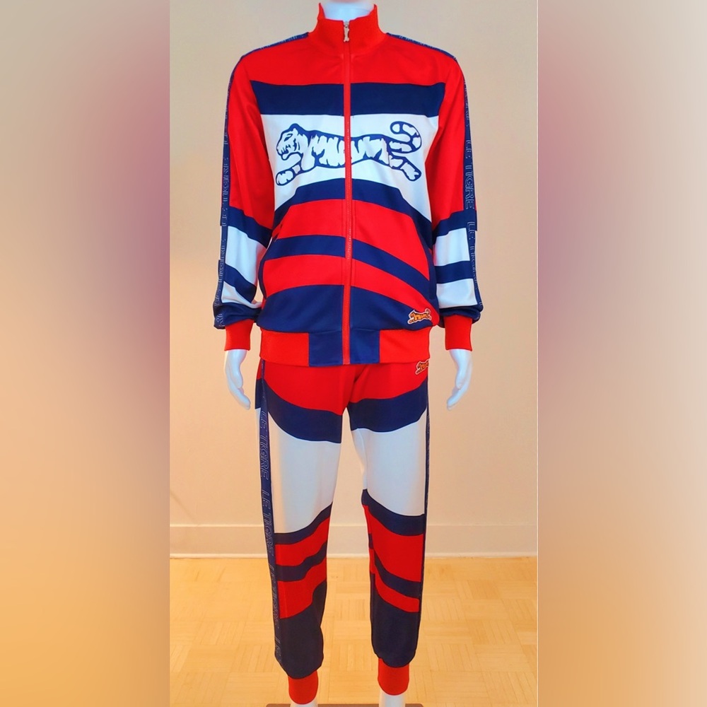 Le Tigre Abington Tracksuit Jacket Joggers Pants Set Red Navy Blue (Set of 2)